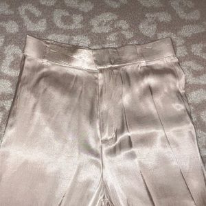 Zara straight leg silk pants with slit